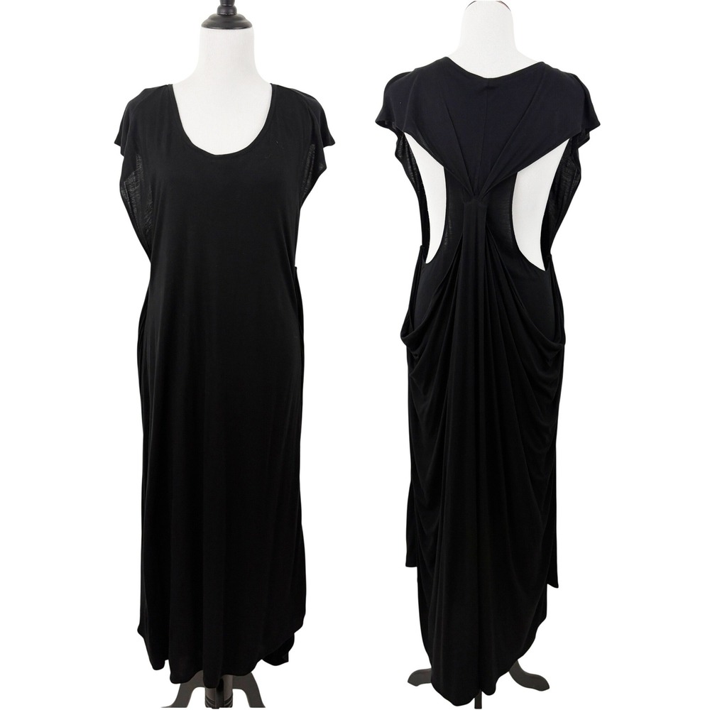 Nicholas K Black Draped Cut Out Back Maxi Dress Size S Sleeveless Scoop Neck